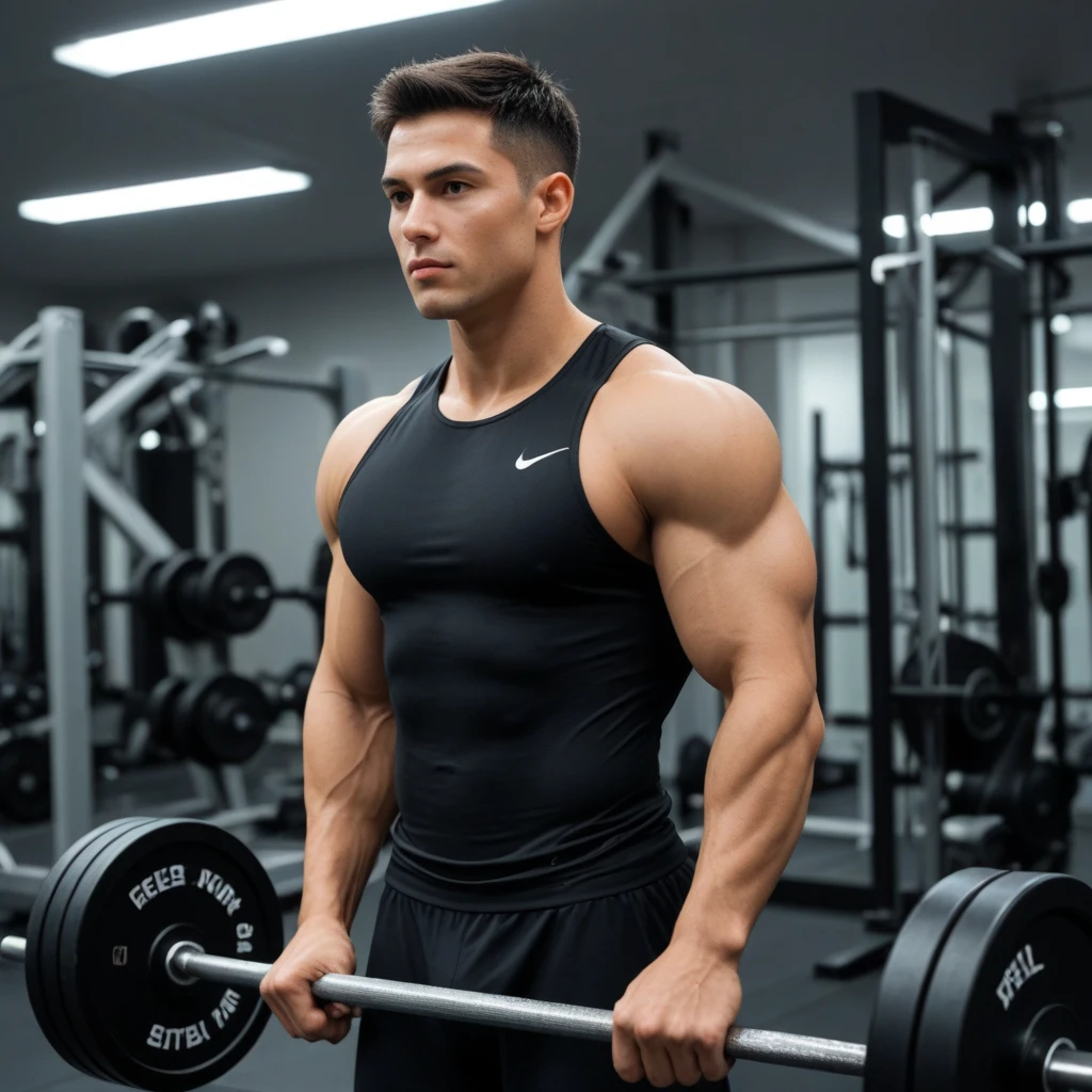 Entrenador de gym musculoso motivando a los demas