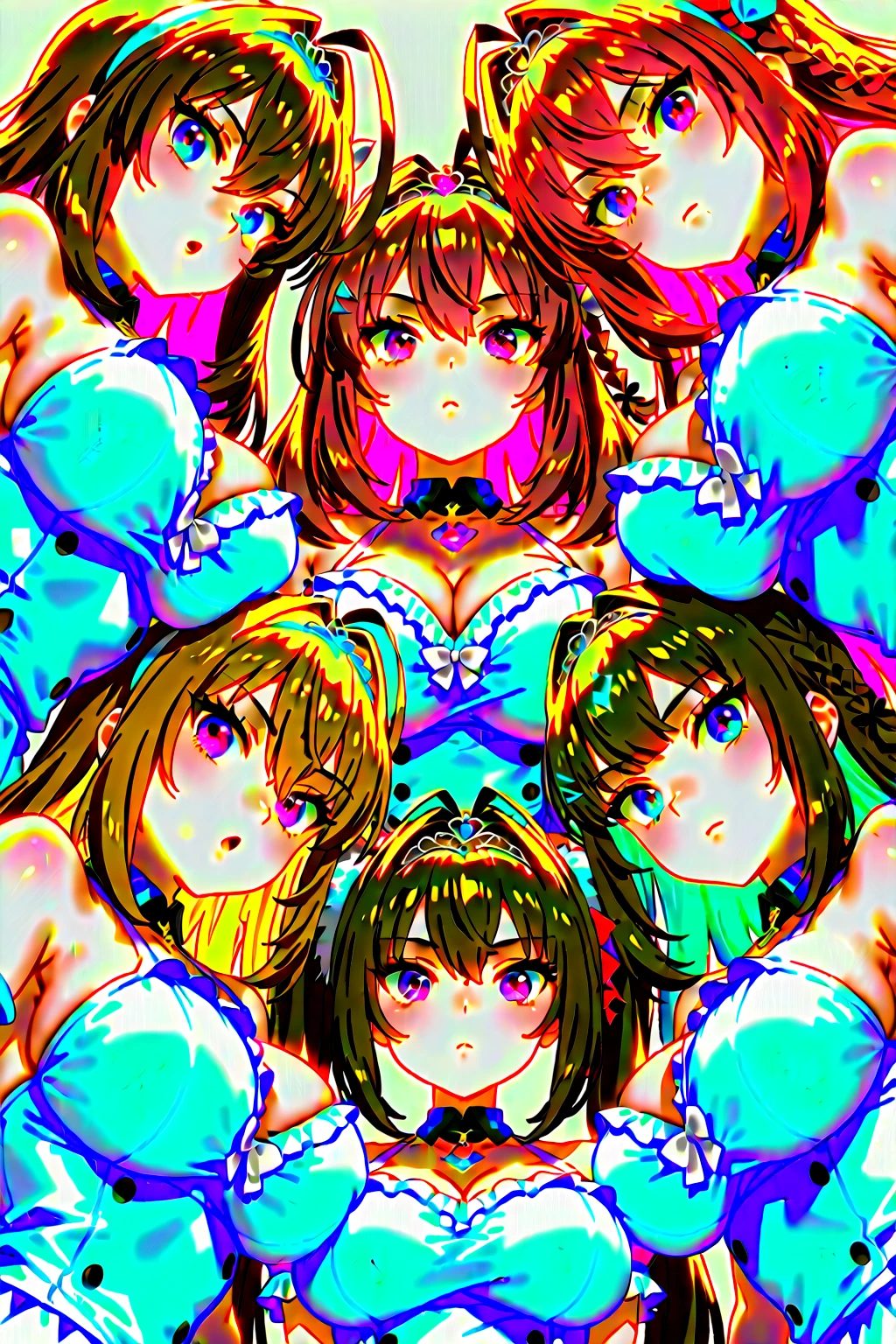 (masterpiece, best quality), best quality, (ultra-detailed), (3heads:1.5), 1girl, (hakurei reimu:1.3), masterpiece, best quality, ultra quality, ultra resolution, ultra detail, red top, crop top, ((stomach)), midriff, ((groin)), red skirt, normal ears, shackles, brown hair, very long hair, wavy hair, sidelocks, brown eyes, detailed eyes, parted lips, sweat, cute, toned belly, hand on own chest, eyelashes, (24 year old woman:1.3), (masterpiece:1.5), (best quality:1.5), (beautiful detailed), extremely detailed CG, extremely delicate and beautiful, depth of field, (finely detailed face), (perfect details:1.2), (mature female:1.3), wide pelvis, slender, large veiny breast, 16k resolution, highres, high quality, high definition, extremely detailed, masterpiece, brown hair, long hair, alluring presence, braid, short skirt, close up, big tits, young, red bow, frilled bow, hair tubes,