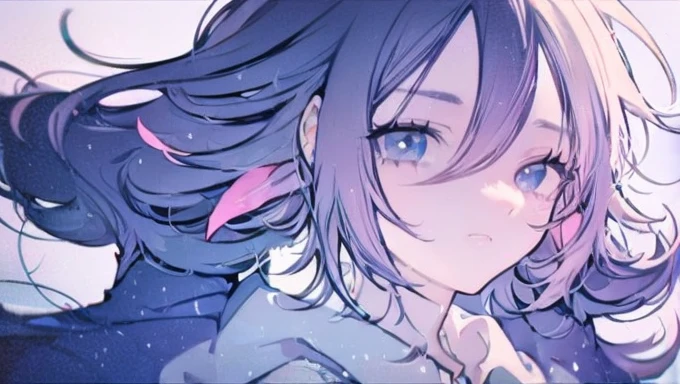 (masterpiece), (best quality), (ultra detailed),(disd hair),(illustration), (1girl), (Fashionable clothing), standing, Fashion model, looking at viewer, (interview), (simple background), Beautiful detailed eyes, delicate beauty, floating, (high saturation), (colorful splash), colorful bubbles, (shine), focus on the face, ponytail, light blue hair, bangs, headband, flowing flowers , flowing hair, (shine), best lighting, best shadows,