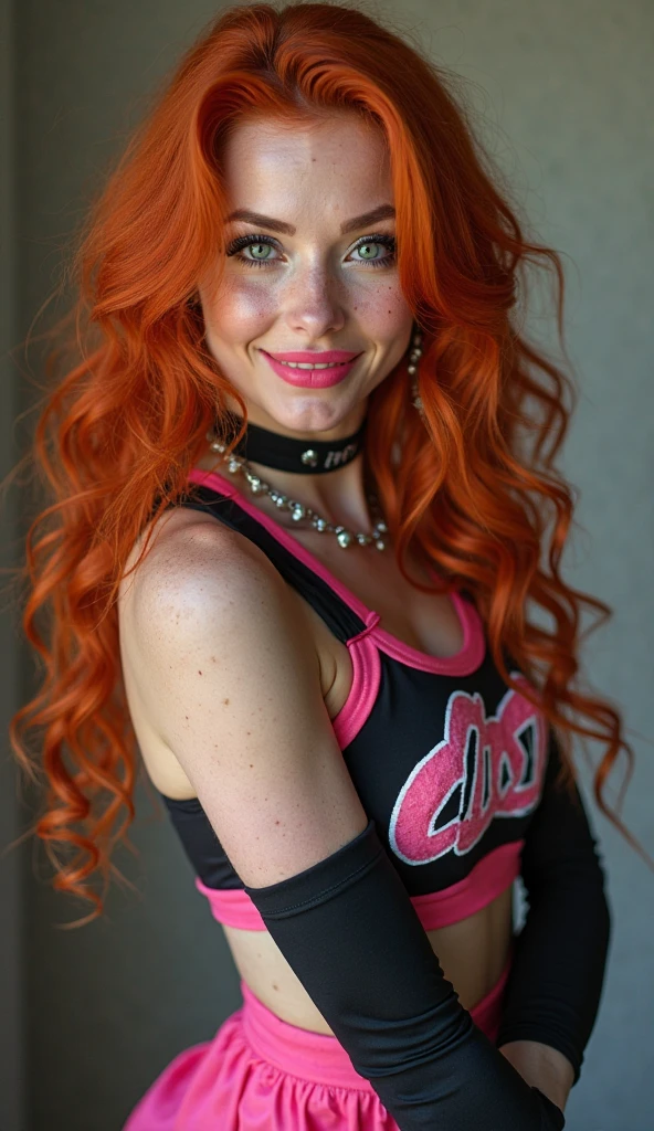 extreme close up portrait photo of missbriso, beautiful redheaded woman, dressed as Super-Girl, smiling, posing for a picture, power pose, at Comicon,(masterpiece) (best quality) (detailed) (8k) (HDR) (wallpaper) (cinematic lighting) (sharp focus) (intricate)