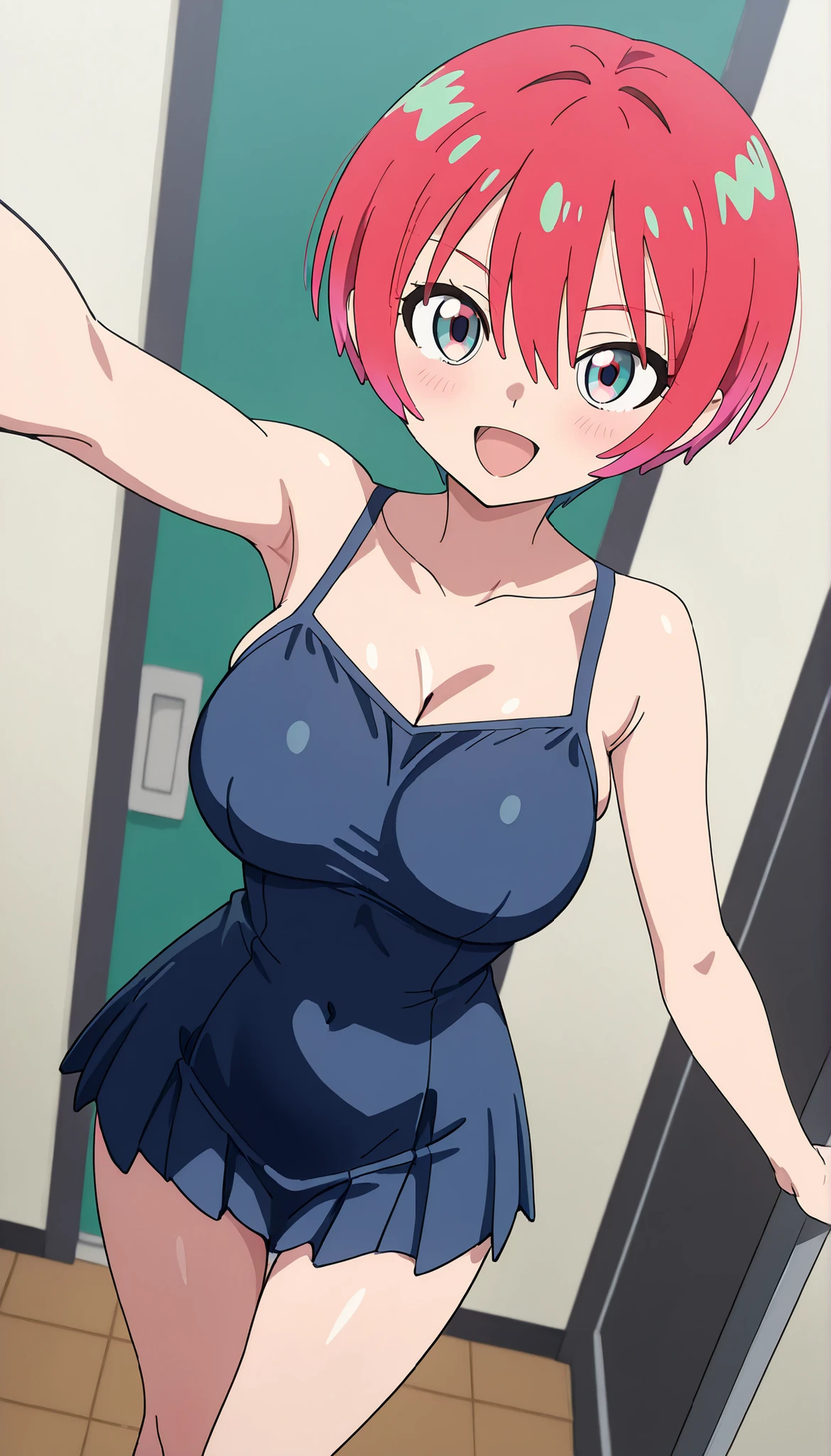 , nsfw, abusseuR dRess, のficial_style, 複雑な _詳細, shaRp_ライン, BREAK Alone_GiRl, Alone_GiRl_concentRated, GiRl is1人のGiRl, GQuX-amate _yuzuRiha, Red haiR, multicoloRed haiR, shoRt haiR, アクアアイズ, ColoRful eyes, , vieweRs, 首を傾げる, Big BReasts, big bReasts,[ ワイドウエストバンド,slendeR,((( 紺School スイムスーツ ))) ,スイムスーツ、 ,かわいい,、(((School スイムスーツ))) プール, プールside, R, 濡れた, 濡れた スイムスーツ, 濡れた haiR, bReathe, 蒸気体 , 輝く肌、熱い,かわいい, peRfect symmetRical フェイス, SupeR かわいい giRl , SupeR かわいいフェイス,, bReak full _の_詳細, 詳細_フェイス, 解剖学的 _coRRect, 五_RefeR to, peRfection_手, peRfection_RefeR to, dRamatic_angle, ダイナミック_angle, ダイナミック_peRspective, シンプルな_coloR_backgRound, coveRing_pRivate, 役に立つ _censoRship