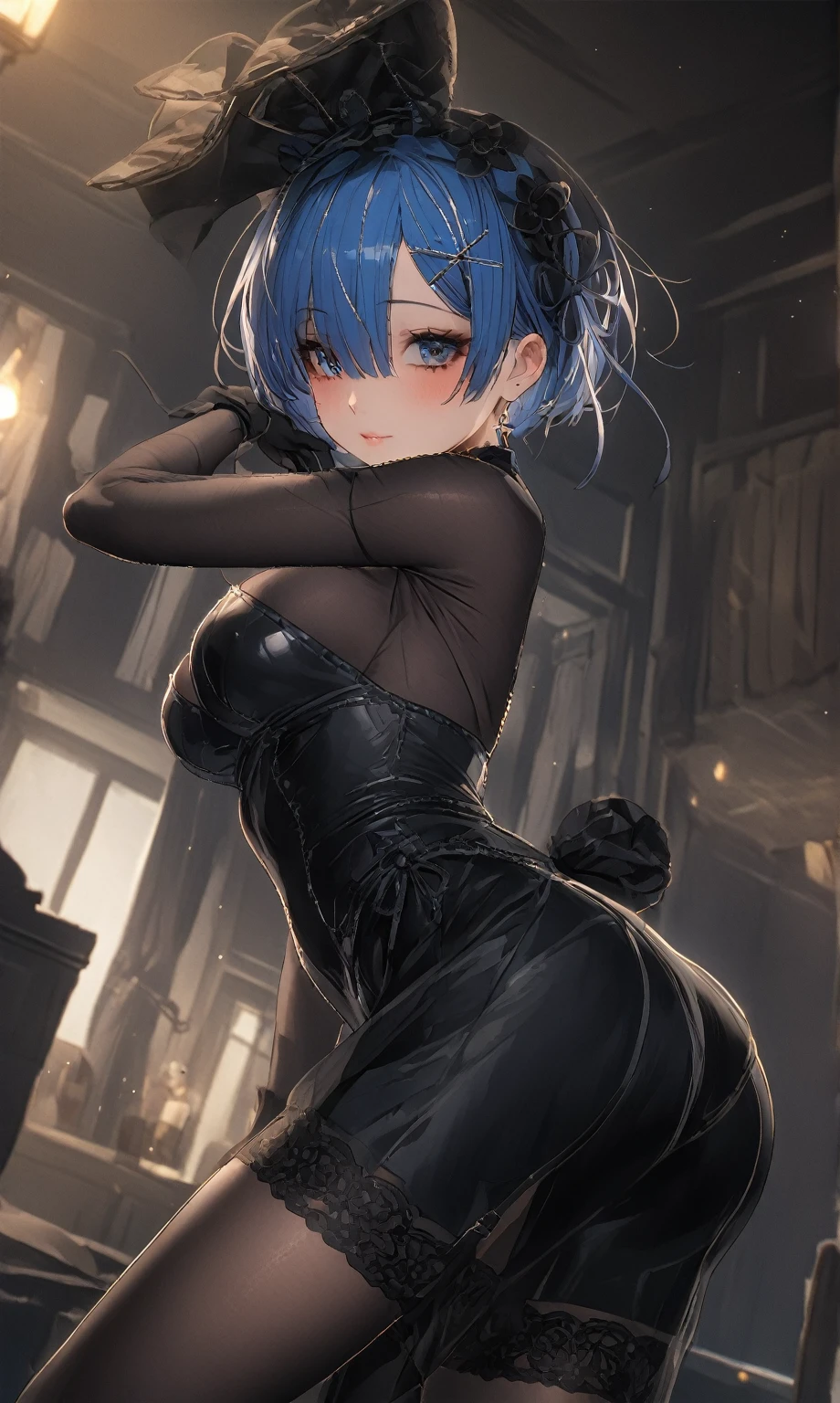 Janus, dress, 1girl, solo, long hair, looking at viewer, fake, smile, breasts, cleavage, city background, bare shoulders, closed mouth, portrait, skin tight outfit, short skirt, seductive, realistic, (best quality), (masterpiece), ultra detail, (ultra high res), extreme detail, 8k, uhd, detailed