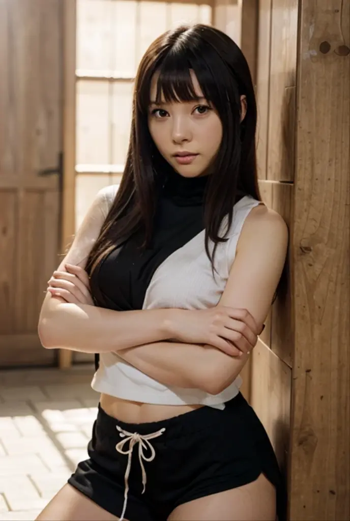 (masterpiece, Highest quality, 8K, High resolution),(Realistic skin texture, Perfect Face, Realistic, Perfect hands, Perfect finger count, Japanese, Girl), (13 years old), Big Eyes, Brown eyes, Light brown hair, bangs, Long Hair, hair accessory, Small face, Smile, ((Tube top, leggings)), Are standing, Cute pose, garden, Playground equipment, Blue sky and clouds