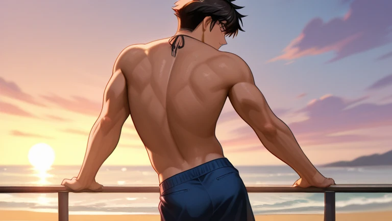 Tied up　torture　male　anime　fight　juvenile　Swimwear　Slender　Tea Skin　back　thin　Brown Skin