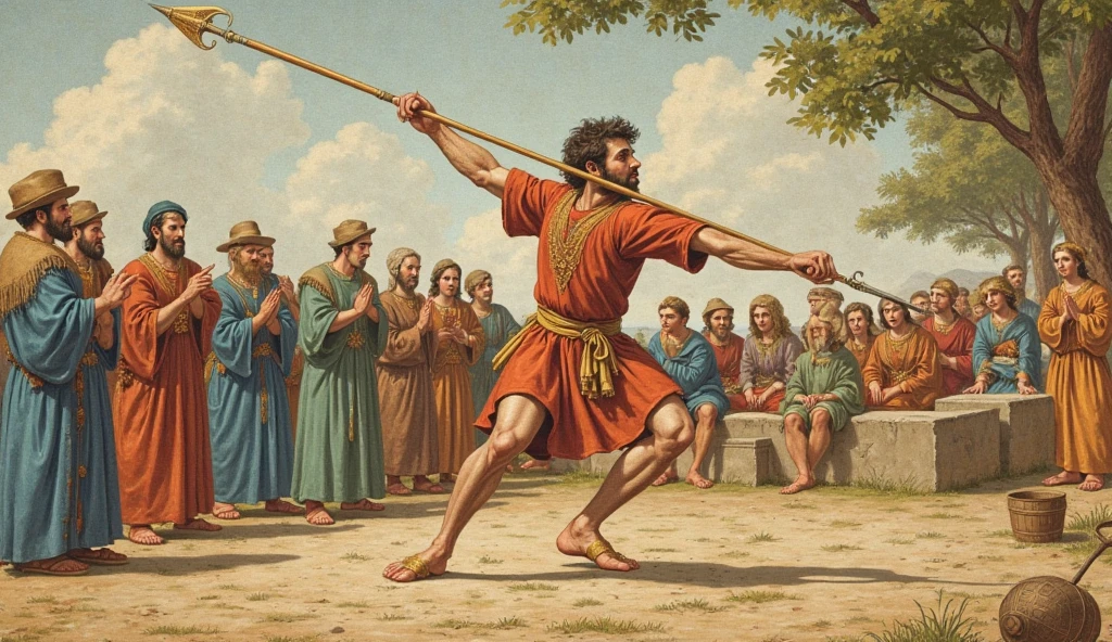 King David of the Bible fighting the giant Goliath