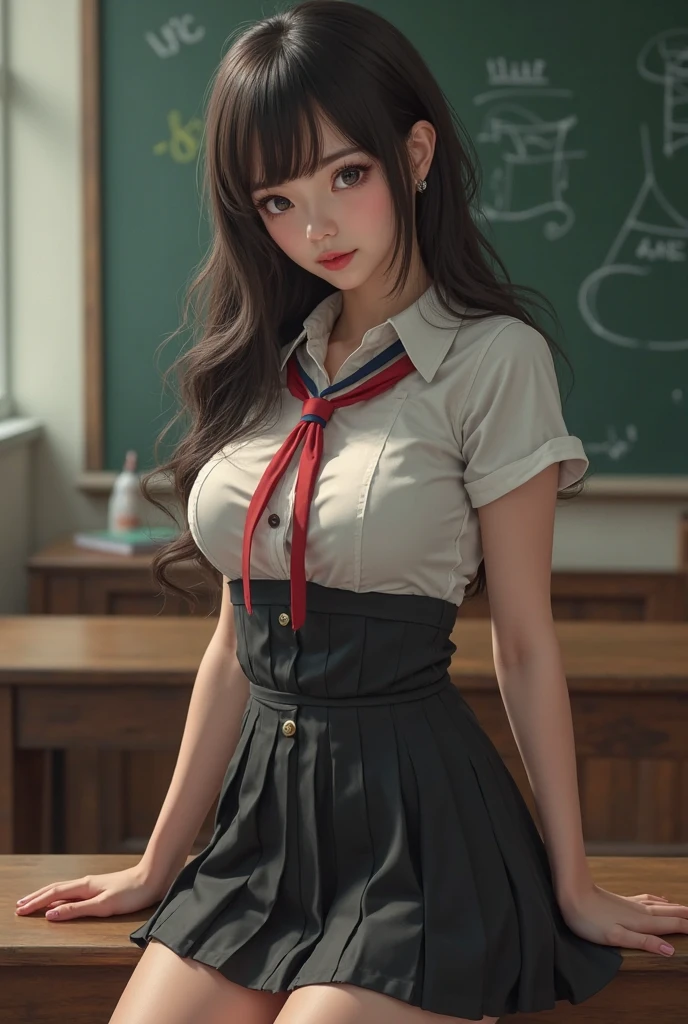 realistic girl ,with sexy student skirt is school class, Magical Academy Student, 8k resolution, (best quality: 1.1), (anatomically correct: 1.1), (perfect hand: 1.1 ), ( (Facial Detail: 1.3)), (Skin Detail), (Perfect Eyes), (Perfect Nose), (perfect hand fingers)