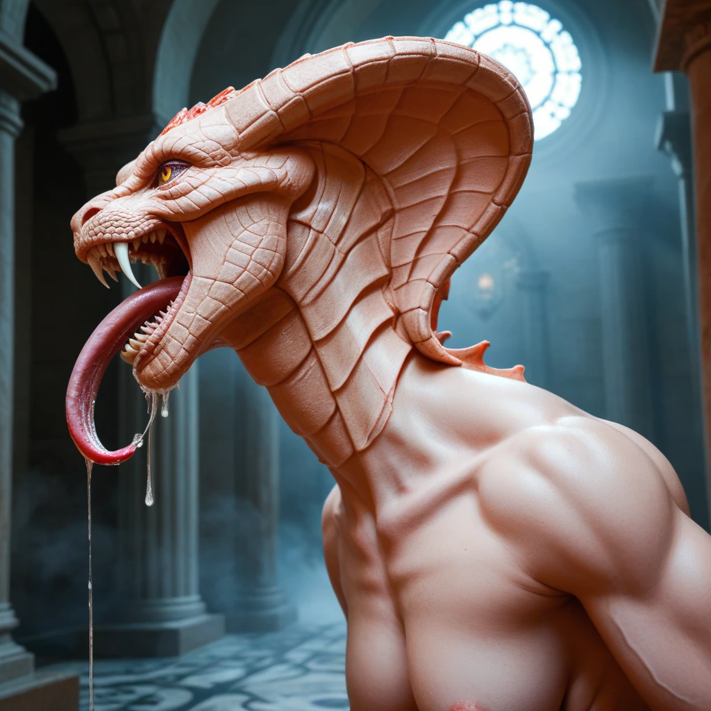 (masterpiece, best quality, 4k, hyperrealistic, dreamlike, Giger style:1.35), (precious vulnerable pale albino ageless immortal weak lithe slender androgynous male parasitic impotent god with claws (sharp teeth) (long tentacle hair) (beautiful eyelat chest) male crotch bulge soft belly weak stomach and groin pain:1.5)
