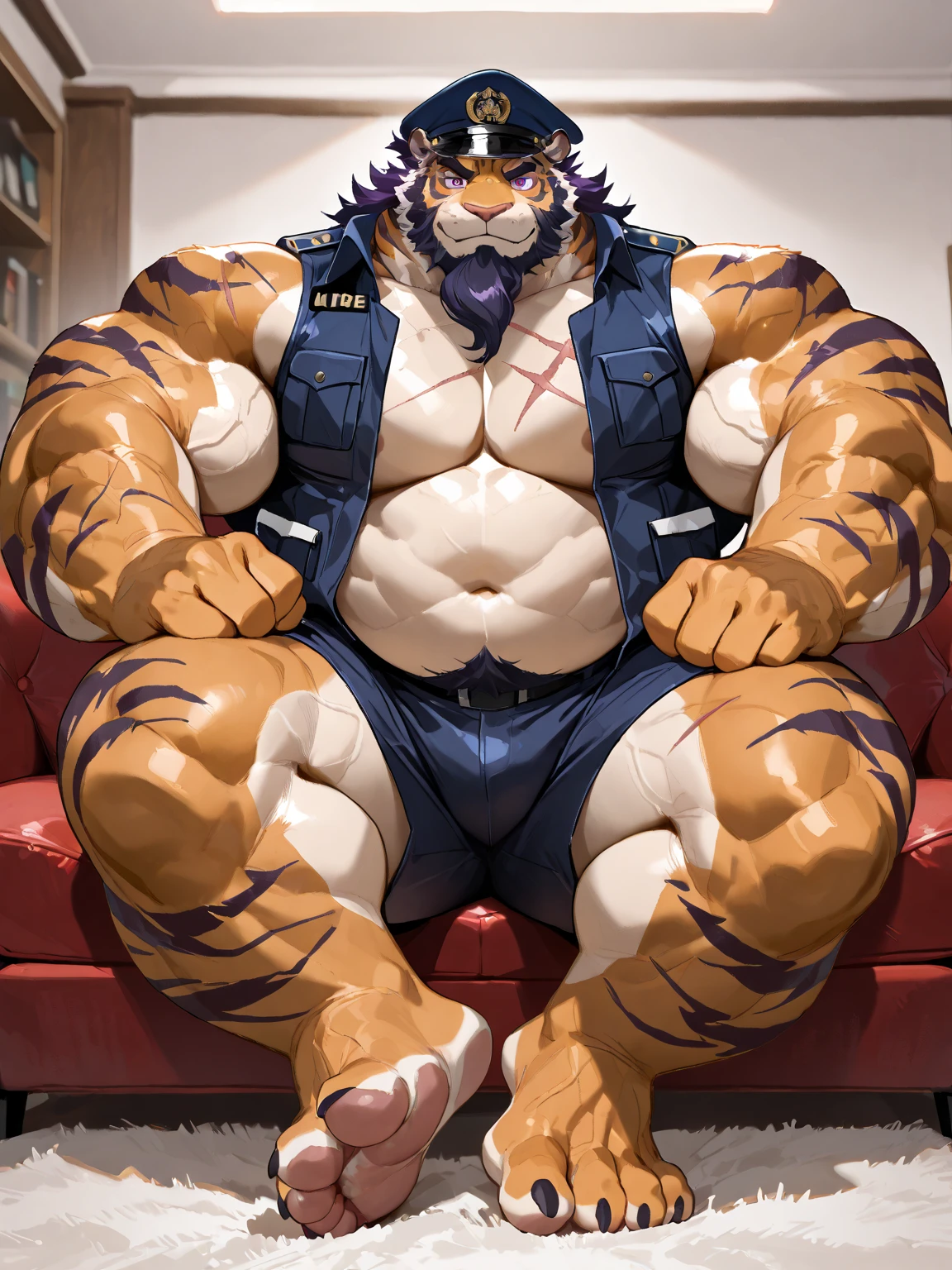 Chubby，Tiger Orc，sexy panties，Sports students，Dressing room background，dirty Socks，blushing，Sitting,Sweat after exercise，big foot,big nipples.