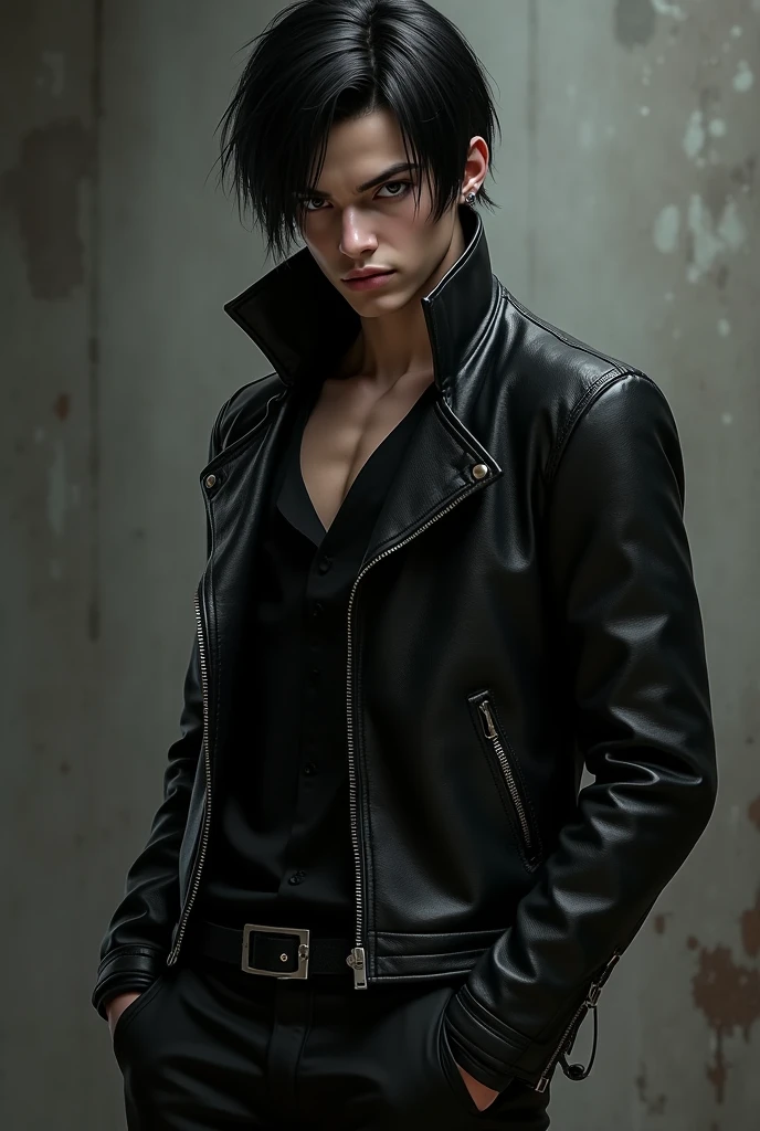 Male characters with black hair and blue eyes