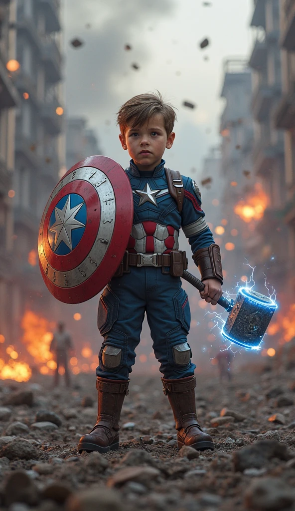 A boy who wearing captain America dress and write its name captain with a hacking background