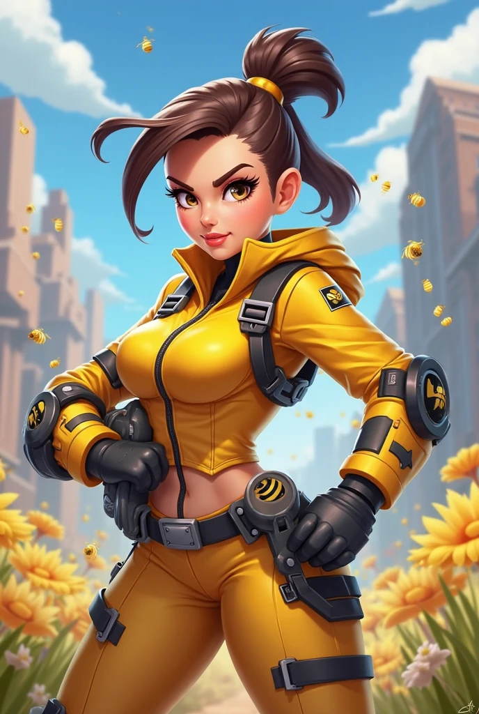 brigitte, 1girl, solo, long hair, looking at viewer, smile, simple background, brown hair, hair ornament, white background, brown eyes, upper body, ponytail, sidelocks, lips, hair pulled back (masterpiece:1.2), (best quality), (ultra detailed), (8k, 4k, intricate),(full-body-shot:1),(highly detailed:1.2),(detailed face:1.2), (detailed background),detailed landscape, (dynamic angle:1.2), (dynamic pose:1.2),