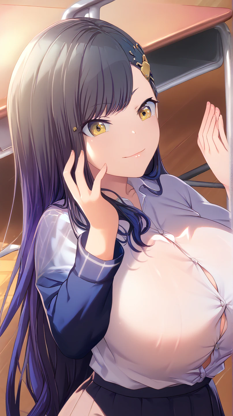 Anime Moe Art Style,Highest quality,High resolution,Anatomically correct,Multiple Girls,Mid-teens,color々Girl with a hairstyle,Gal-style girl,Super detailed,Big Breasts,Shiny skin,Beautiful Skin,A rich expression,Mischievous smile,Laughing with your mouth open,high school girl,Nipples are visible,classroom,Sit at a desk,Naked upper body,The lower half is only underwear,sexy,Eyes drawn in detail,8k