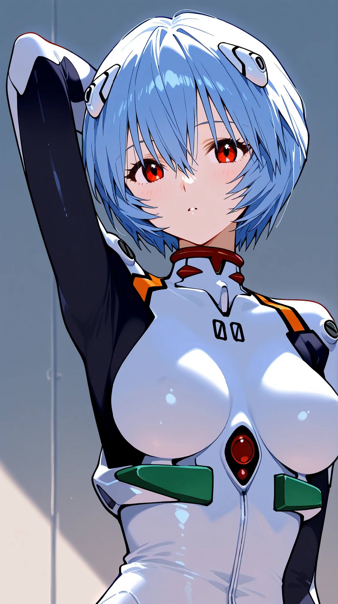 ((Silver ratex leotard)),Glowing silver,big breast