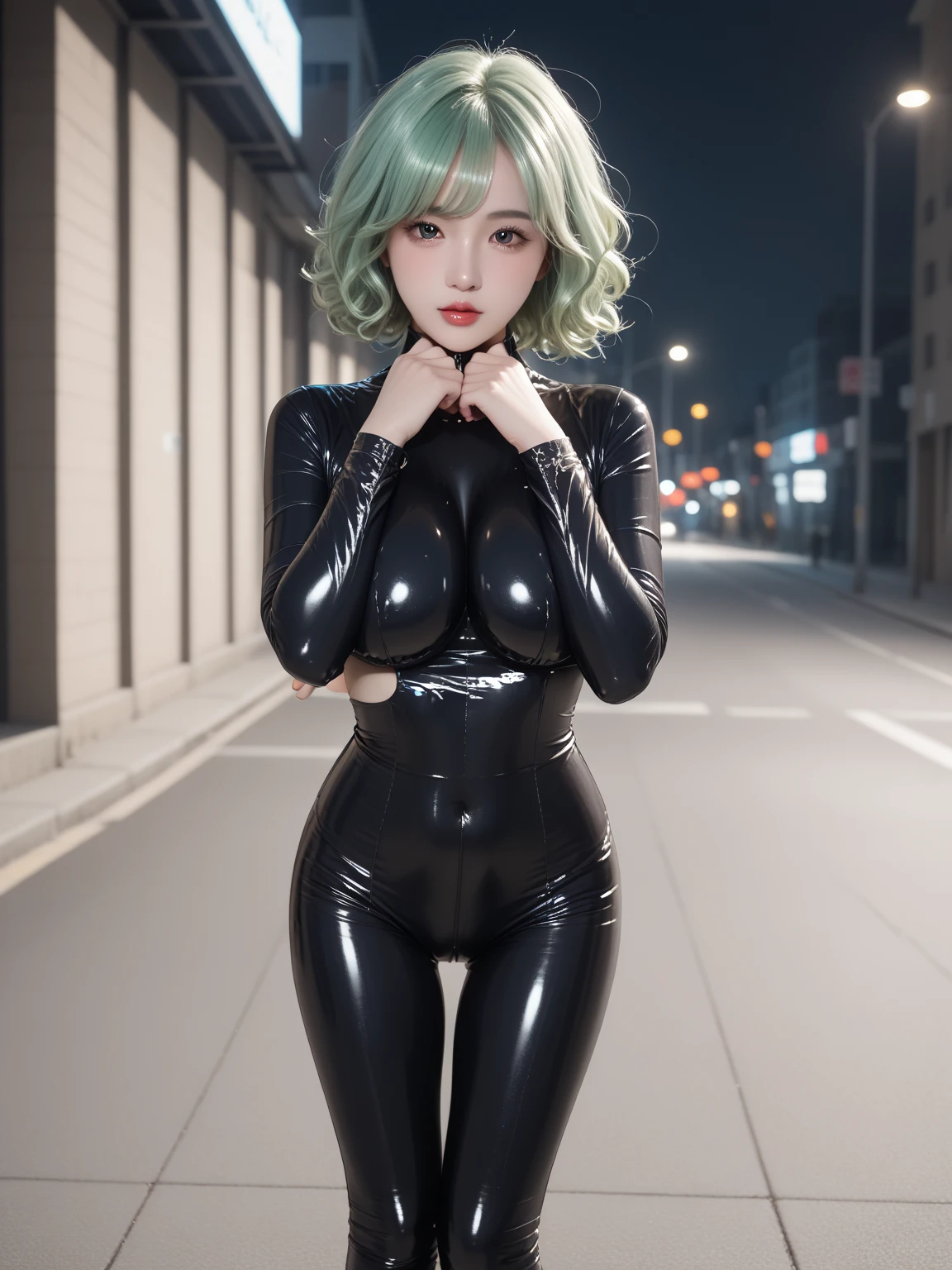 (on the table:1.0), (best quality:1.4), (high resolution:1.2), (lifelike:1.4),(from below:1.5), (8K, original photo:1.2), (soft focus:1.4),rest,There is a girl wearing latex sailor  who is walking on the street and smiling and taking pictures.............................................................,(((Show breasts：1.4))),(((Show breasts：1.4))),(((Show breasts：1.4))),Full body female love,( 她的整个身体都覆盖着黑色emulsion:1.3),rest,( 穿着半透明emulsion旗袍:1.4),rest,Slime Skin,Smooth tight boots, translucent skin,emulsion, translucent body,latex shining,Detailed fingers,(光面emulsion手套:1.2), The best cheongsam for your skin type,rest,bob hair,(Mint Hair:1.3),glossy shining reflective,Girls makeup,japanese goddess, shiny skin,Gorgeous Japanese Models,Tecateca,shining,slimy,(Shiny black over-the-knee boots:1.2),rest,Detailed background,on the street
