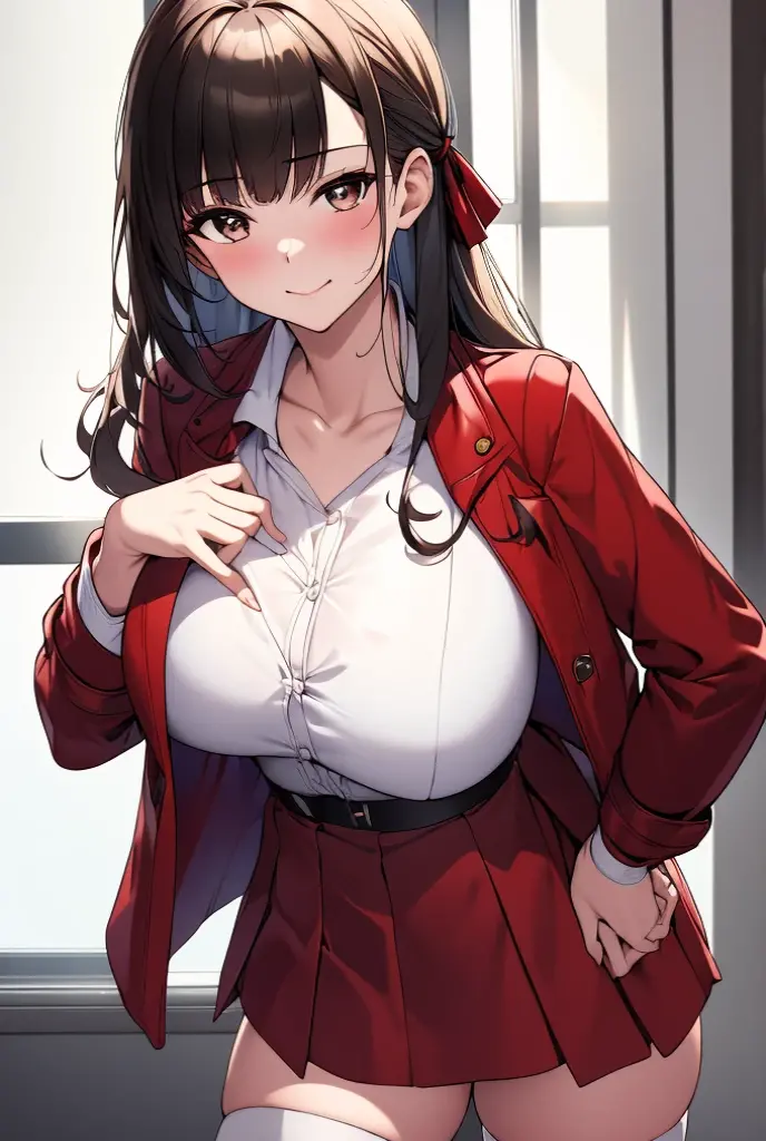 ((masterpiece,Best quality)),Beautiful quality,looking at viewert,Detailed lighting,Extremely detailed skin,Extremely detailed hair,Extremely detailed,shadowing,8K:1.2)thicc nurse:1.1, tight clothes, extremely detailed eyes, pov hugging her, soft smile