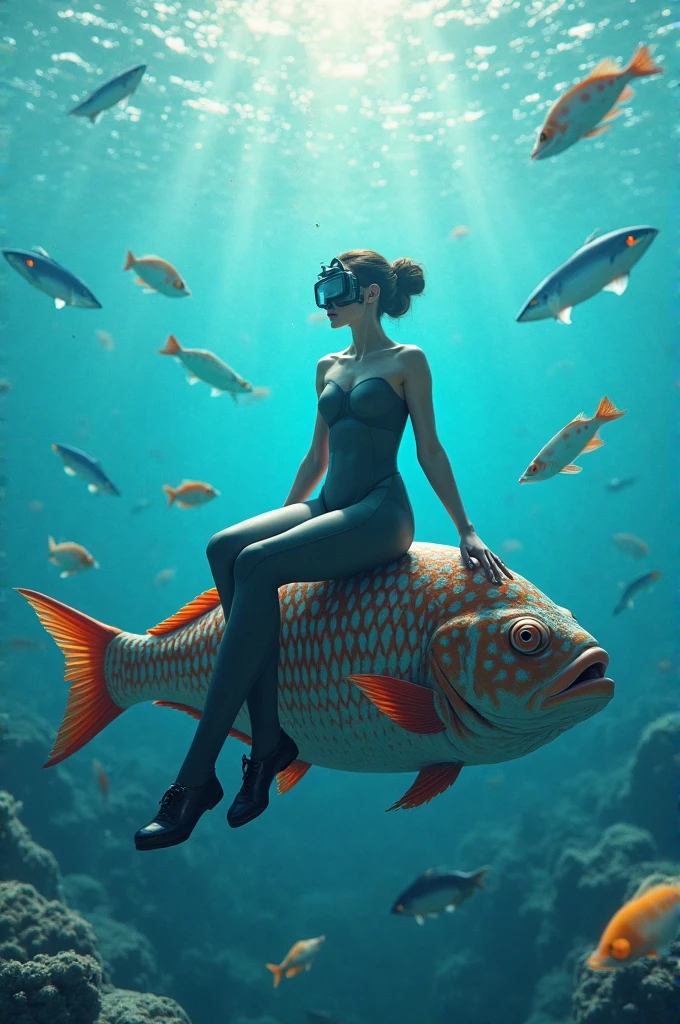 Woke, Ebony mermaid, dreads, ocean, underwater, fish, bubbles, (vr headset)