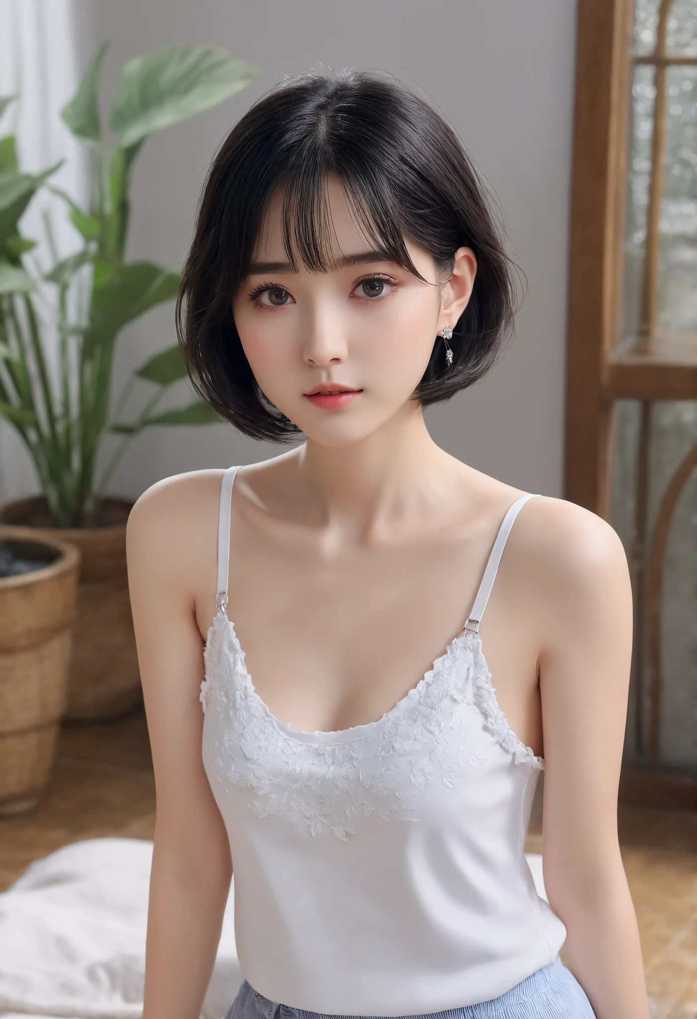best qualtiy, hyper-high detail，short detailed hair，slimfigure，Smaller bust，夏天，