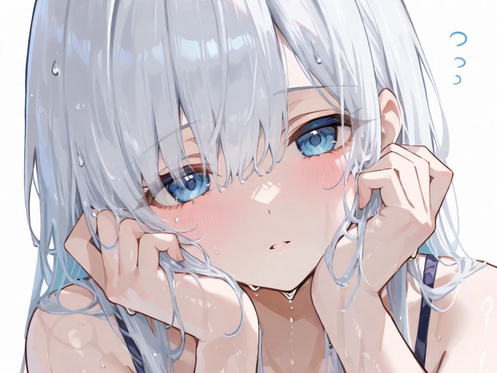 Slime Girl,light blue,composition,cute,Masterpiece,light blueのスライム,Transparent,Natural Light,Super detailed,Ultra HD,clear,Completed blue,Masterpiece,An illustration,Soft.The body is made of slime,white background,China dress,Super long hair,Attention to detail,front,1 girl