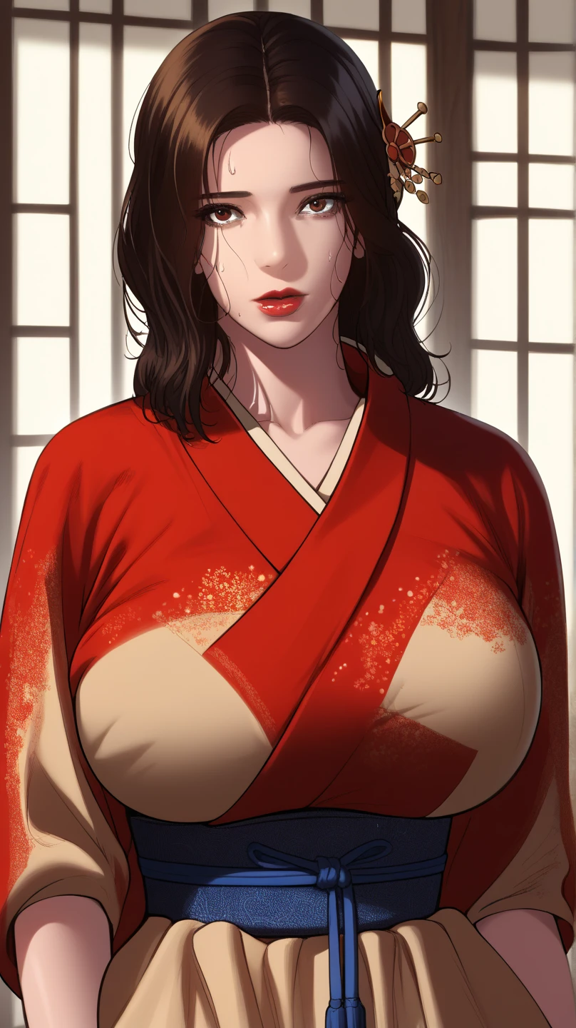 1girl, Dakeda Kaneshiro, tattoo, black hair, masterpiece anime character with long hair and red flowers, inspired by Kusumi Morikage, female anime character, , as a character in tekken, beautiful anime woman, the piercing stare of yuki onna, manhwa, yakuza girl, earrings, jewelry, long hair, blush, lipstick, Hot girl, baddie, staring, glaring, bad attitude, mean girl, dare, angry, hate, crazy, smoking, sensual, attractive, masterpiece, best quality, highly detailed, breasts, nude,
thighs, open robe, nipples, parted lips, ,pose , evil smile, smile, (nsfw) not safe for work, lipstick ,
pussy, hold a handgun, holding pistol, bedroom, standing