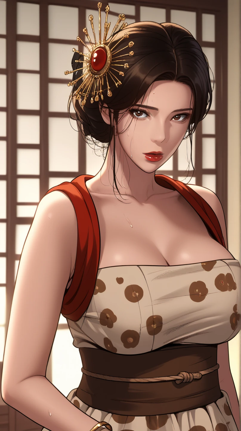 1,Japanese hairstyle,Photorealism,detailed,masterpiece,mature,((full)), (Broad shoulders), ((Huge)),(Japanese Furisode:1,In beautiful Kyoto,smile,masterpiece,高品質のAn illustration,, An illustration:Zoe Mozart, pin up art byZoe Mozert, ヴィンテージpin up, ゾーイ・モザートによるAn illustration, girl pin up, pin up girl, pin upポスターガール, pin upガール, pin up, pin upガール,20-year-old girl、At the five-story pagoda, sexy