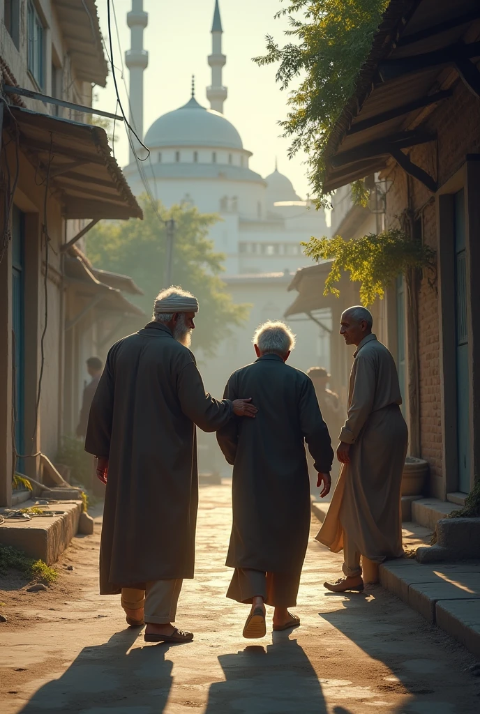 (Horror story title : Forbidden secrets in the dome of the mosque)

Scene 3: Ali Returns to the Village - Ali, a young man who just came home from Islamic boarding school, walking to the mosque in simple clothes. He looked at the mosque and saw Ustadz Malik who was restless..