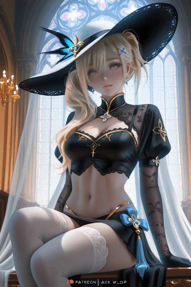Sexy Wizard Loli, wizards Hat, Masterpiece, Ultra Resolution, 8K, HDR, Ultra Detail,