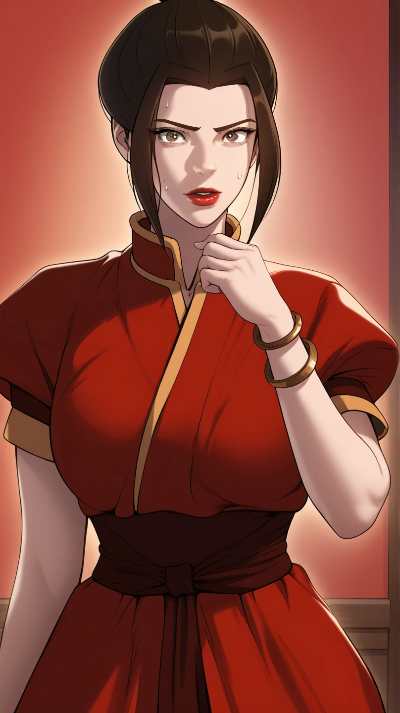 (masterpiece), (best quality), highres, ultra detailed, perfect body, 1girl, chichi_dbz, large breasts, (grey china Dress), skirts and pants, black pants, , waist bands, red bands, (slight smile, smug expression, conceited, self-centered, ego, arrogant) , red Wristband, earrings, looking at viewer, mature woman, thin, detailed background, outdoors, <lyco:chichi_dbzV3:0.6> , <lora:add_detail:0.2> , <lora:more_details:0.2>
