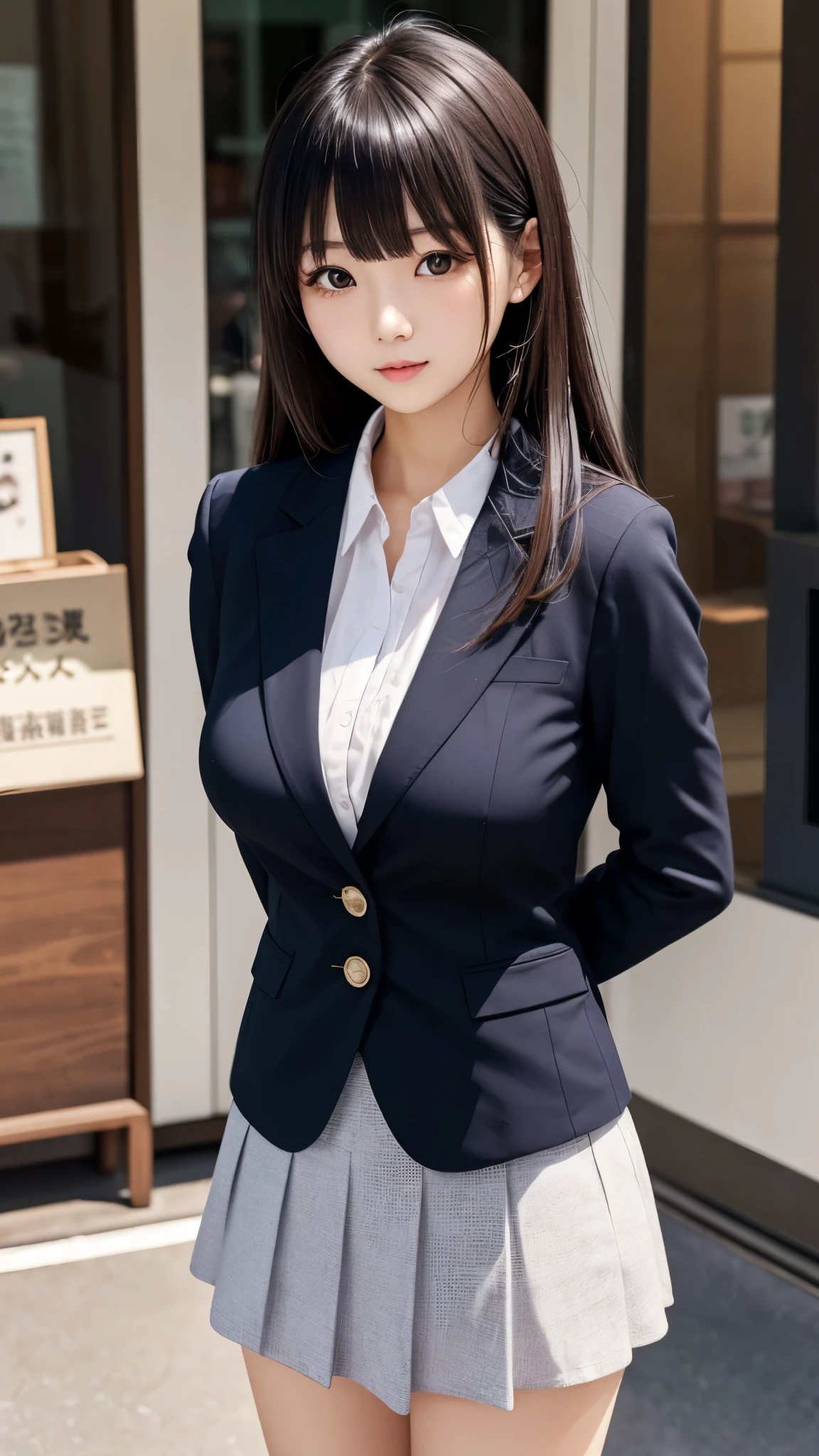 score_9, score_8, score_8 Up, score_7, Highest quality、masterpiece, group、((White Tight Collar Shirt, blazer、mini skirt, uniform,)), Large Breasts, ((Layered Haircut)), The body is slim, Slim face(8k,Highest quality),Shot from medium distances, adorable, smile, Long brown hair, 32K, masterpiece, Best image quality,Ultra-high resolution,Perfect hands,Black choker、Almond Eye、bangs、Very thick and long eyelashes, ((Big Breasts))、A dreamy look、Perfect Makeup、Round Table Meeting、They are meeting side by side、conference room、Round Table