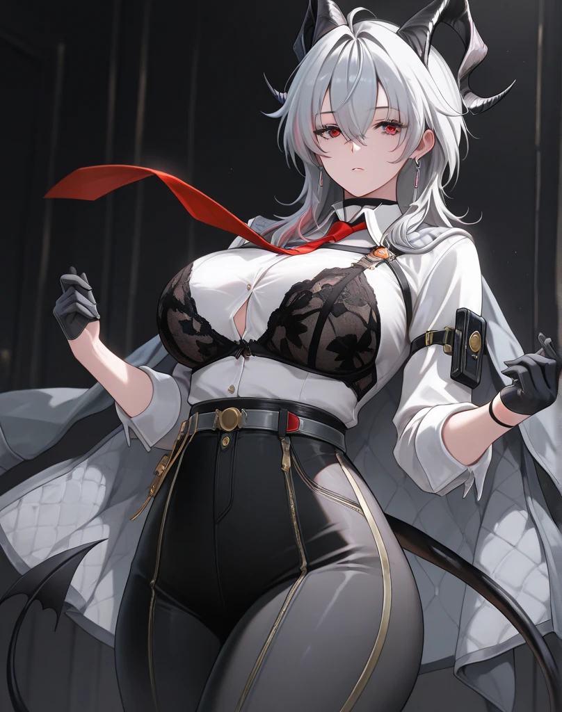 highest quality)), ((masterpiece)),Perfect Face((highest quality))cute,beautiful girl,Pure white hair,bangs,Medium Hair、blue eyes.Alone,smile,Cute, Short Hair、Beautiful eyes,Healthy Body、Beautiful breasts、8K、wallpaper、belt、White military uniform、mini skirt、beret、Chest Band、Rib Band、tights、lie on bed、Devil's Tail、devil tail、Lying on your back、heart、eyes heart
