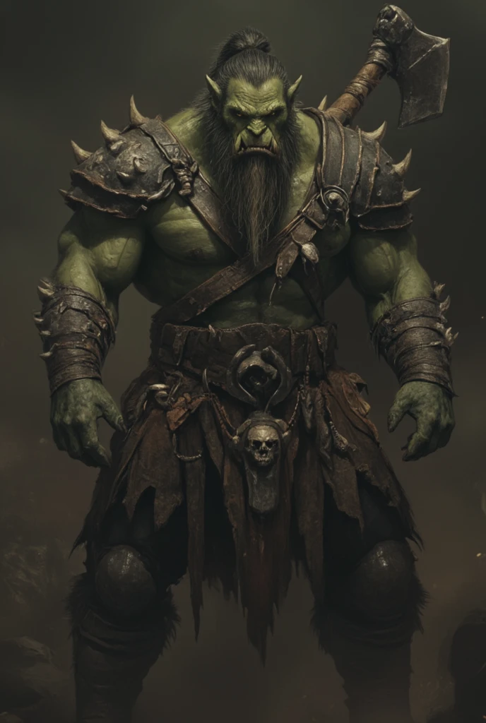 World of Warcraft cinematographic 4k orc holding a gun in his hand character very detailed
