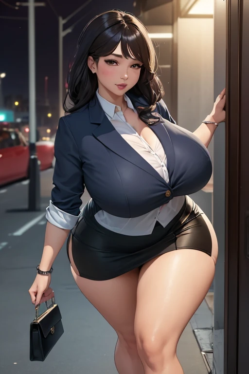 (the golden ratio:1.2),masterpiece,[(Transparent undertone:1.4)::10],Alone,(1个Giant Breast Girl:1.3),main body,silber hair,Single ponytail,Long gray hair,黑The eye,(a matural female:1.2),(This is a 32 year old woman),Tall girl,(Huge cleavage:1.3),(Thigh thick:1.3),(white  shirt:1.3)+(Office girl),(trouser :1.2),(atheletic body:1.2),hyper HD, retinas, Anatomically correct, ctextured skin, super detailing, Best quality at best, A high resolution,(8K、highest  quality、tmasterpiece:1.2)