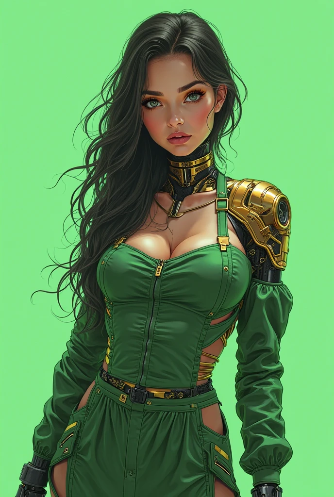 Alison Tyler como uma garota guerreira monge, parted lips, olhos verdes, cabelos longos preto, shoelaces, roupas brancas e laranja cyberpunk de techwear, vintage science fiction abstract background, arte de Moebius, arte de Ashley Wood