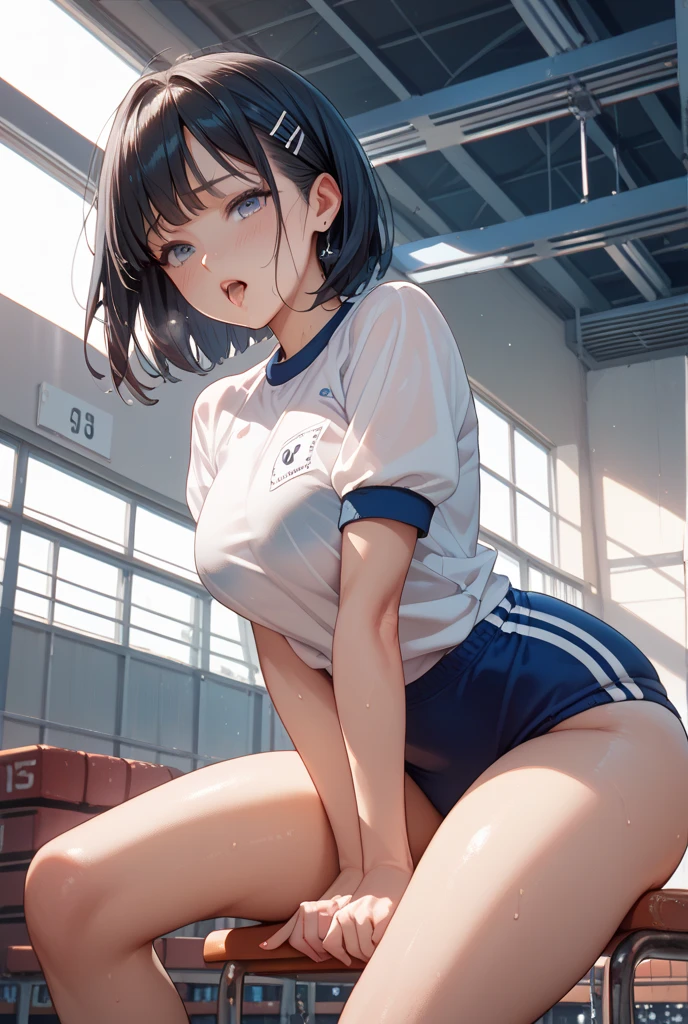 pieces fly、masterpiece、highest quality、Super detailed、High resolution、High resolution、8K portrait、Unity 8k壁紙のHigh resolutionCG、unity 8k wallpaper、cute type little:1.5、:1.5、Highly detailed CG unity 8k wallpaper、realistic、real person、cute type little、 portrait photography、shiny skin、High resolution、(:1.2)、(1 girl)、beautiful clear eyes、very detailed explanation、delicate face、nice lips、slender body、Same with big breasts thin waist、thin legs、(athletics stadium:1.6)、1 girl, cute type, perfect face, seriously, (blush:1.5),Same with big breasts,((nude:1.2)),Detailed description vagina,show vagina,spread legs,spread ,((cum in vaginas:1.4))