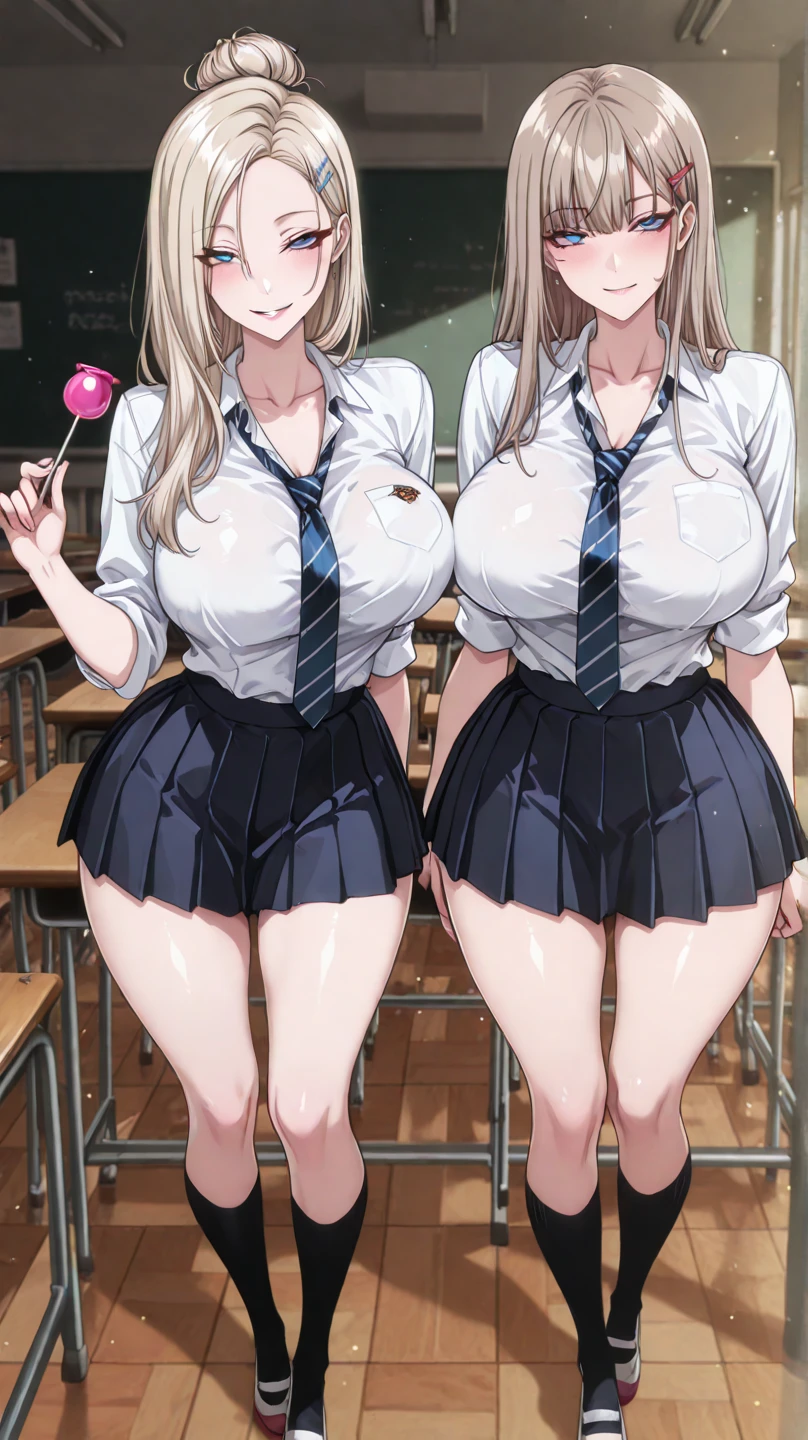 (8K:1.5),Highest quality,One girl,((Big Breasts:1.3)),Curvy,orgasm,blush, Sweat,Blonde,White shirt,Pink Skirt,mini skirt,classroom,Lift up your skirt,Under the skirt,Lace panties,White panties,White knee-high socks,Recall,((Mansuji:1.6)),(Wedgie Panties:1.6)