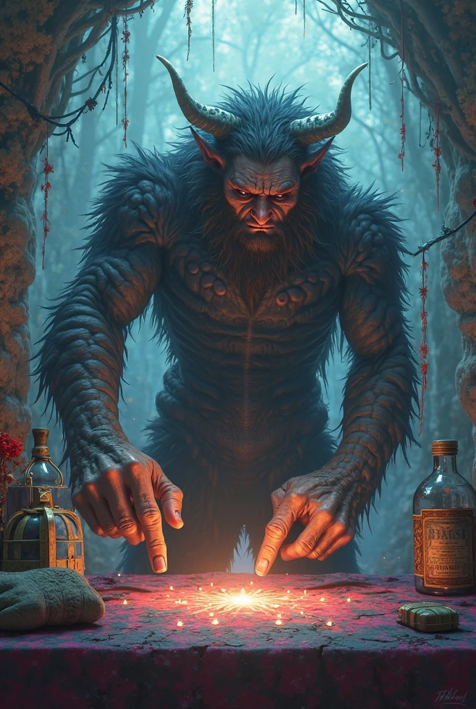 (by darkgem:1.4), masterpiece, best details, real life, depth of field, detailed background, (bright lighting:1.4), nude,  solo female, (anthro), (anthro chimera:1.4), sexy girl woman, femme, genitals, hairy pussy, exposed vagina, with bushy pubic hair and armpit hair, snarling, growling, attitude, (breasts:1.2), clear details, powerful, pleasure, self-pleasure, detailed nipples, perfect hands, sticky pussy, (stinky, smelly, dirty:1.5), covered in fur, monster girl, genital close up, occult, ritual, summoning, magic circle, symbols, library, rainbow fur, (iridescent fur:1.2), fangs, tongue, magic, casting fire, tail, crouching, horns, fucking, penetration, piv, orgasm, leaning towards viewer, leaning over viewer, leaning forward