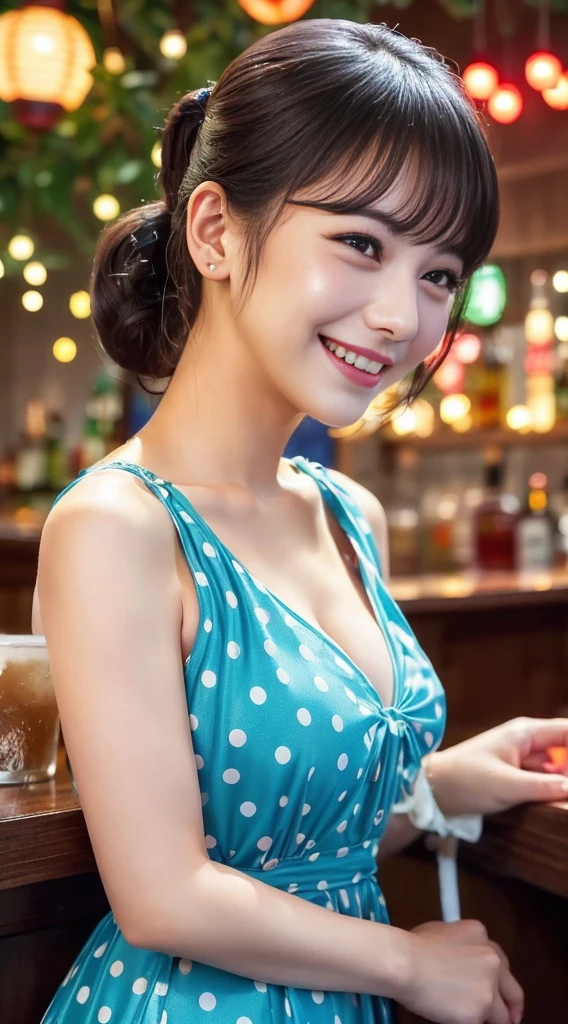 (((fifties style striped pattern waitress costume))),(((hand job))),(((bare inner thigh))),(((Show cleavage))),(((pastel colored socks pumps))),ulzzang-6500-v1.1, (Raw photo:1.2), (Photo realistic:1.4), a beautiful detailed girl, extremely detailed eye and face, beautiful detailed eyes, ultra-detailed, High resolution, top-quality, masterpiece, highly detailed, 8k wallpaper, Wonderful, finely detail, top-quality, (retro pop diner), Beautiful eyes, smile, Opening Mouth