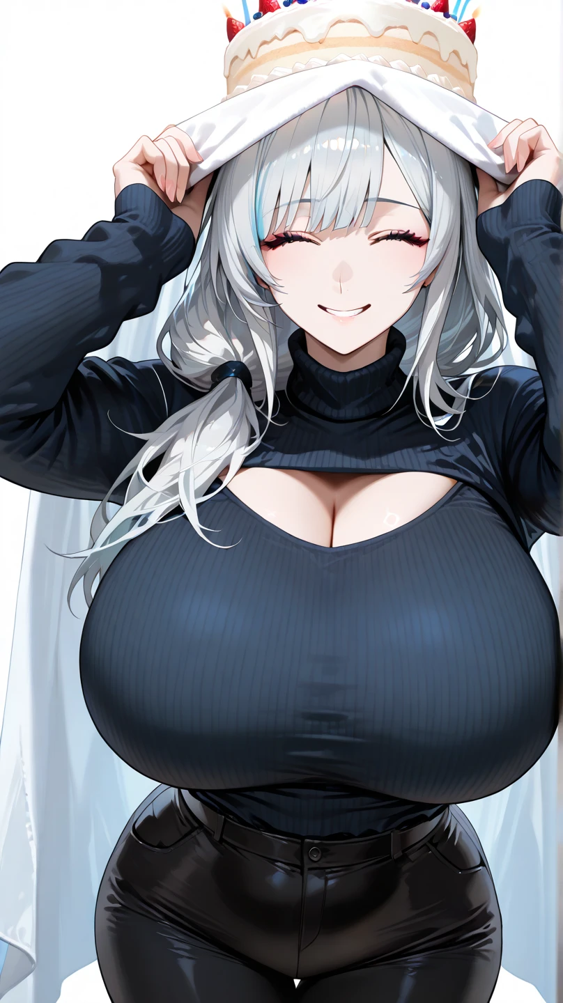 1girl, playboy bunny, solo, mature female,upper body,(huge breasts),shiny,shiny skin,blanc \(nikke\)