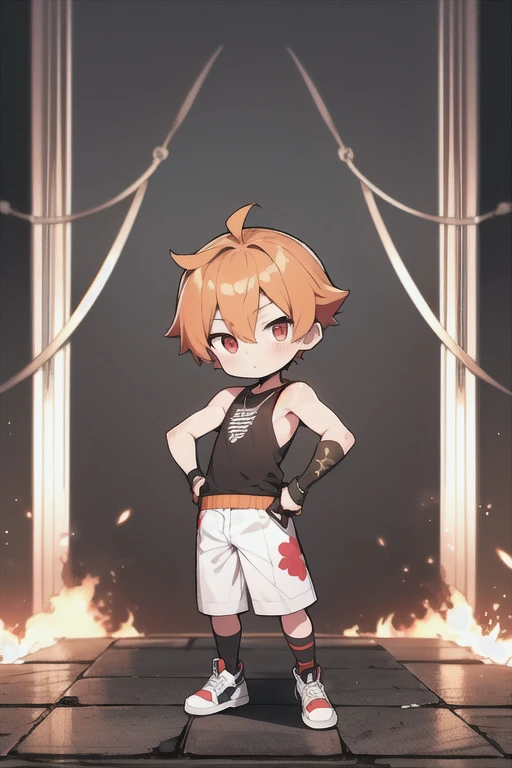 a young boy, 8 years old, thin, curly light blond hair, beautiful detailed blue eyes, evil smile, psychotic eyes, dick hard in the crotch, red hat, black coat open chest, white underwear, no pants, standing in a dark alley late at night, moody atmosphere, cold colors