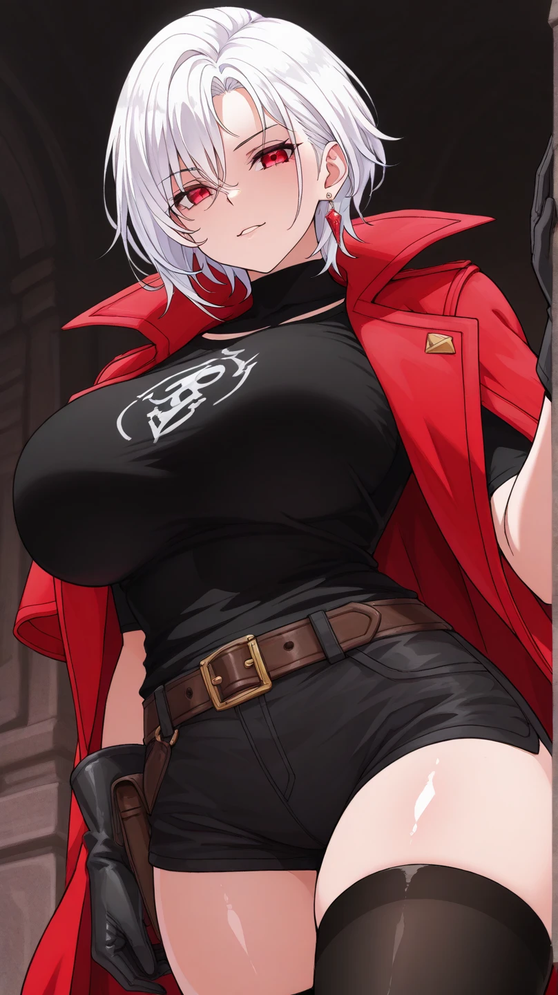 skirt, fabric bulge, 1woman, futanari, T-shirt, big_breasts, erection_underwear,, Beautiful, (masterpiece;work:1.2), (best quality:1.2), perfect eyes, perfect face, 1girl, (((wrinkles arround eyes, wrinkled skin, wrinkles))), (((GILF))), granny, grandmother, old woman, mature woman, large breasts, huge breasts, saggy breasts, lipstick, red lips, 60 years old