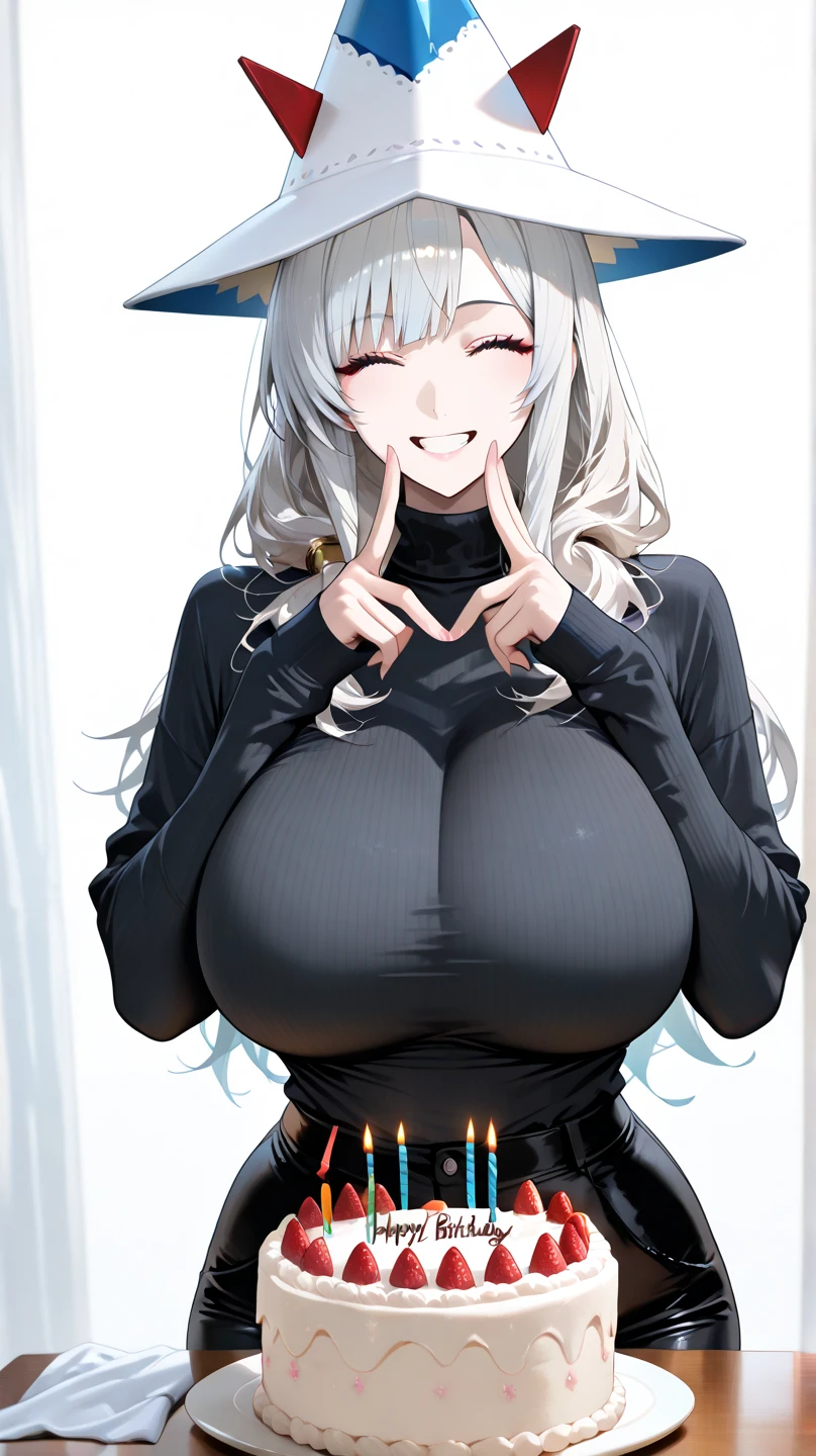 masterpiece, best quality, highres, highly detailed, 1girl, very_long_hair , white hair, smile, single thumbs up , :)