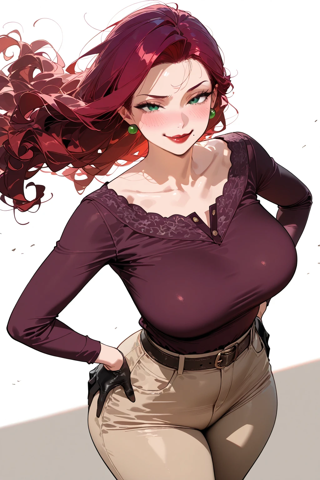 (cartoon style:1.2), Drawings of (Ginevra Molly Weasley), ssmile, perfect green eyes, face detailed, White background, fun pose, seducing gaze,Full body wearing the Sanserina uniform, beautiful medium breasts and wonderful body cartoon style digital illustration. Wearing pantiesa cartoon image of a woman with red hair and a white shirt, fofosexyrobutts, cushart krenz arte chave feminino, krenz cushart and artgerm, artgerm and lois van baarle, comic pinup style, Estilo Ivan Talavera e Artgerm, arte pin-up, 极其详细的Artgerm, style artgerm