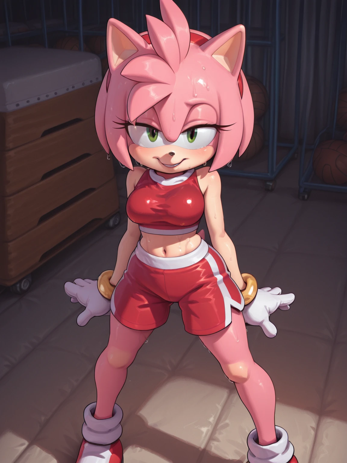 amy rose, standing, lowleg panties, pussy juice, pubic hair, string bra, changing room