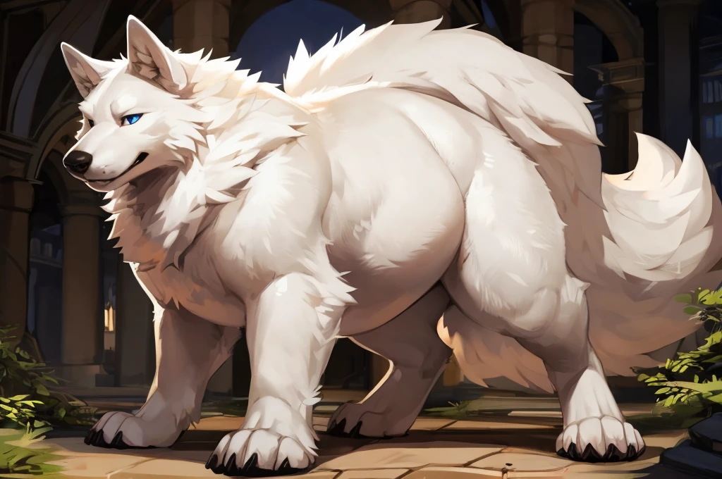 4k ultra quality, 4k full body view,(ultra high detailed body),enomorous foxtaur, detailed body,by mystikfox61, by glitter trap boy,feral paws, by bebebebebe,by morethreedee, by seibear,(choker),(thick thigh),(chubby thigh),thicc thigh,thick legs,chubby legs,thicc legs,massive butt,enomorous thigh,massive thigh,massive legs,thick lower legs,wide legs,(detailed thigh),(wide thigh),fluffy belly,furry belly,sharp nails,((sfw)),(ultra detailed face),detailed eyes,big tail,fluffy tail,(detailed tail),enomorous tail,bigger tail,huge tail,volumetric light,taur,bigger taur body,big lower belly,big paws,(thick paws),fluffy paws,furry paws,enomorous paws,animal focus,(legendary beast),standing,(bigger lower body),strong lower body,(long legs),front view,golden bracelet,macro,giga,master works, super fine, 4k resolution, high quality, movie lighting, high picture detail,dark fantasy,beast creature,illusory engine, Masterpiece,white fur