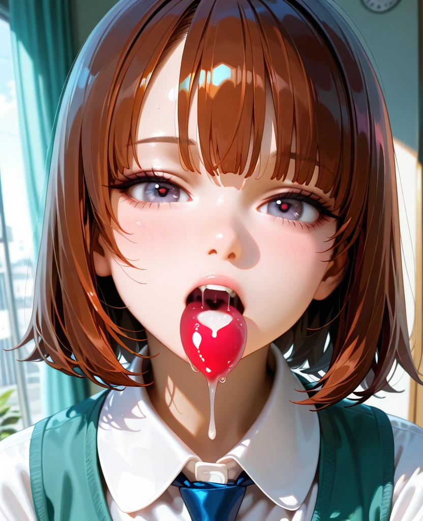 (8K、top-quality、​masterpiece:1.2)、(realisitic、ultra-detailliert、超A high resolution,,beautifull detailed face,perfect body,((nighttime)),perfect lighting,Constriction、Beautiful detailed skin、Skin Texture,1giri,1 boy,((,pov,the boy, licking penis,cum facial,cum to mouth)),selfie,spoken heart:1.5