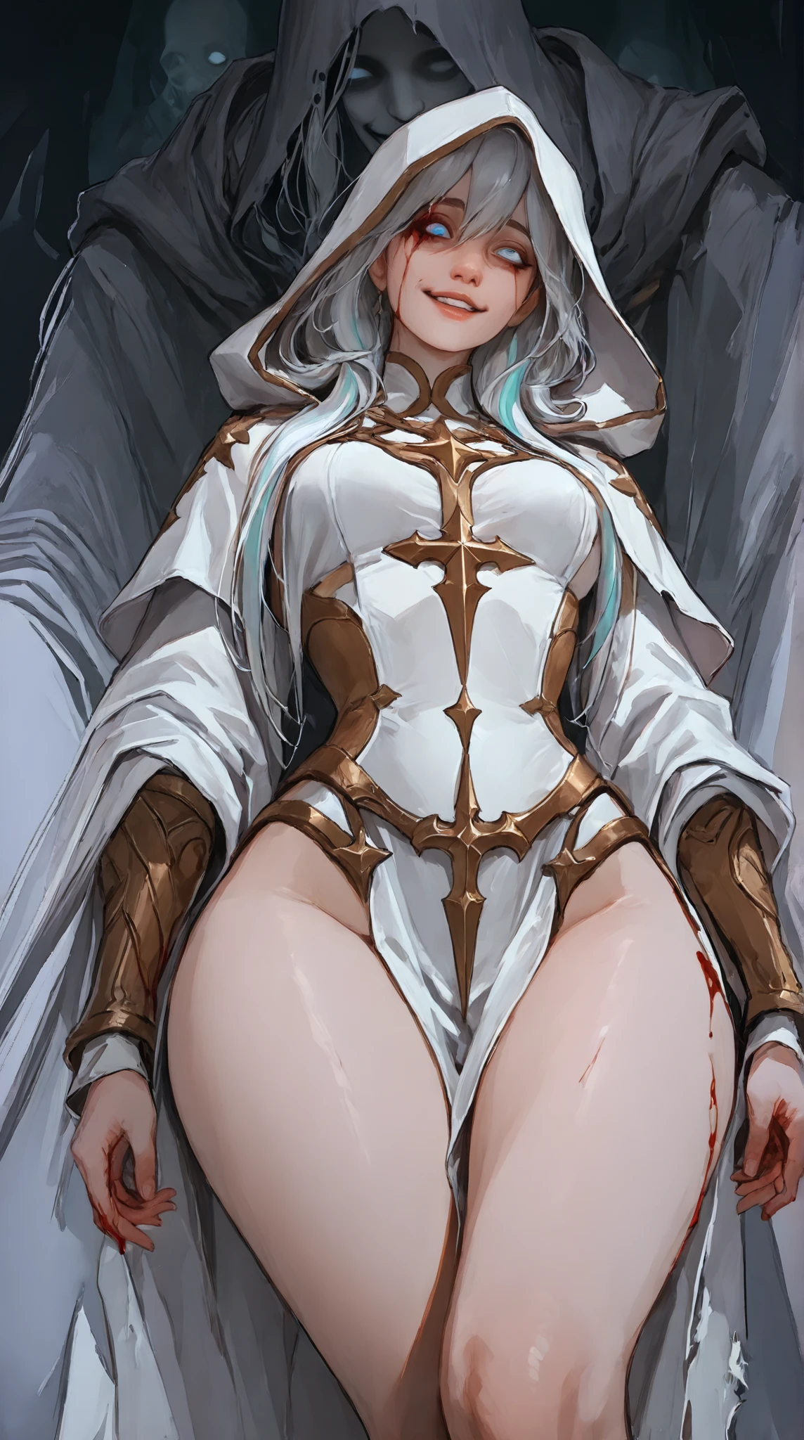(full figure:1.1), moaning in pain, feeling pain, tearing, sore, crying, bust botox, sleeping beauty on back, wet skin and hair, hard breasts, blonde hair, (White shirt, naked lower body, torn, mid-chest torn shirt, no underwear, shirt covers Live ass), (make her priestess:1.5), perfect body, open (perfect body, small ke), fashion realistic, high-definition sysie details, photography , sharpness, unique 850 4, koda850 k portrait camera, f1.6 lens, rich colors, super realistic texture, spectacular light texture, surreal art, Cinestil 800 fashion mechanism, scared to tears, full of tears, obey the pain, moan in pain, grimace in pain, ahegao, head back, bodypaint
