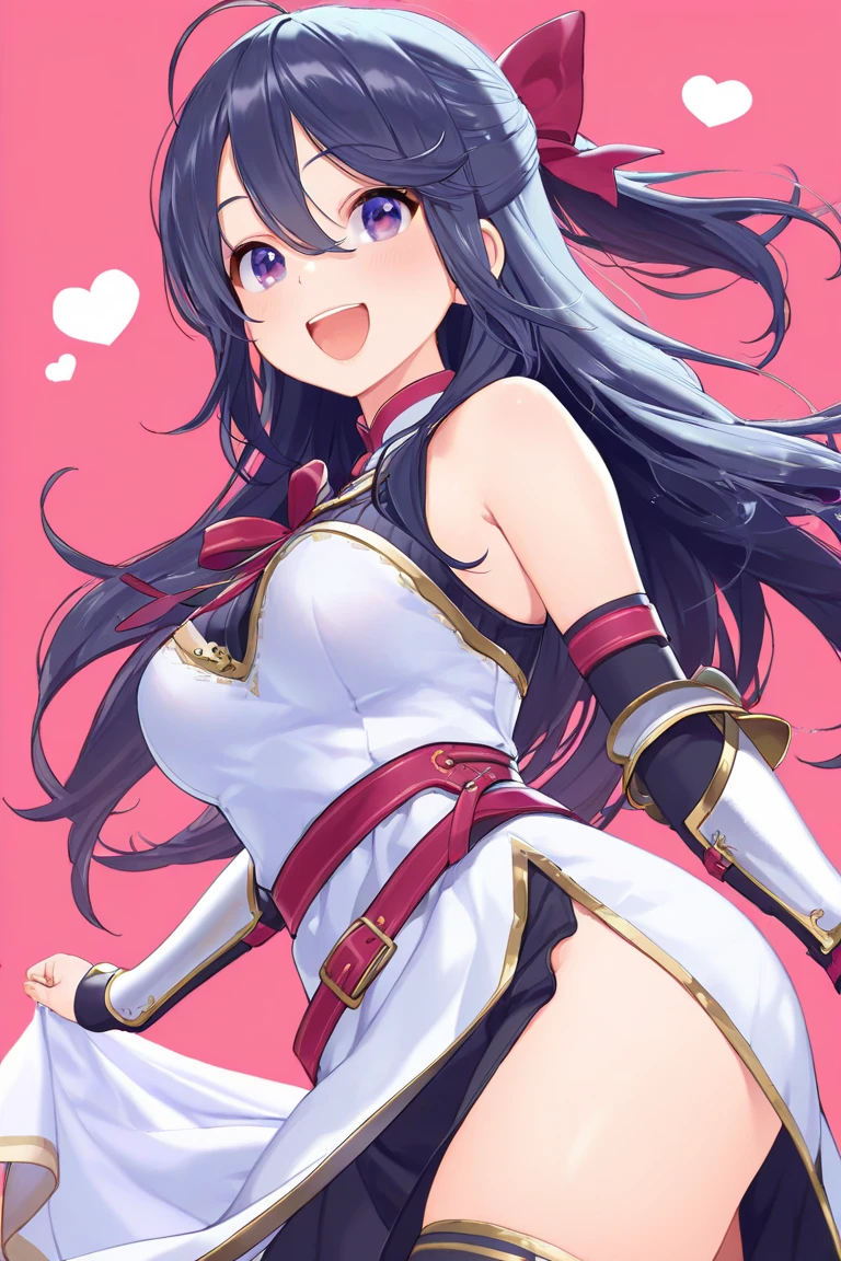 (Perfect body),Best Quality,(8K Portrait),(Official art)、((NSFW))、((Big Big Breasts))、((thick thight))、((big butts))、(Long hair))、(verd s eyes)、 (purple color hair),(Forehead),(Parted bangs)、((Sweat))、(School uniform)、(Sleeveless white shirt)、(Red mini skirt)、(Light blue lace panties)、(((:o)))、(((((embarrassed from)))))、1girl in、((Hands behind the head))、Armpits、(((Panchira)))