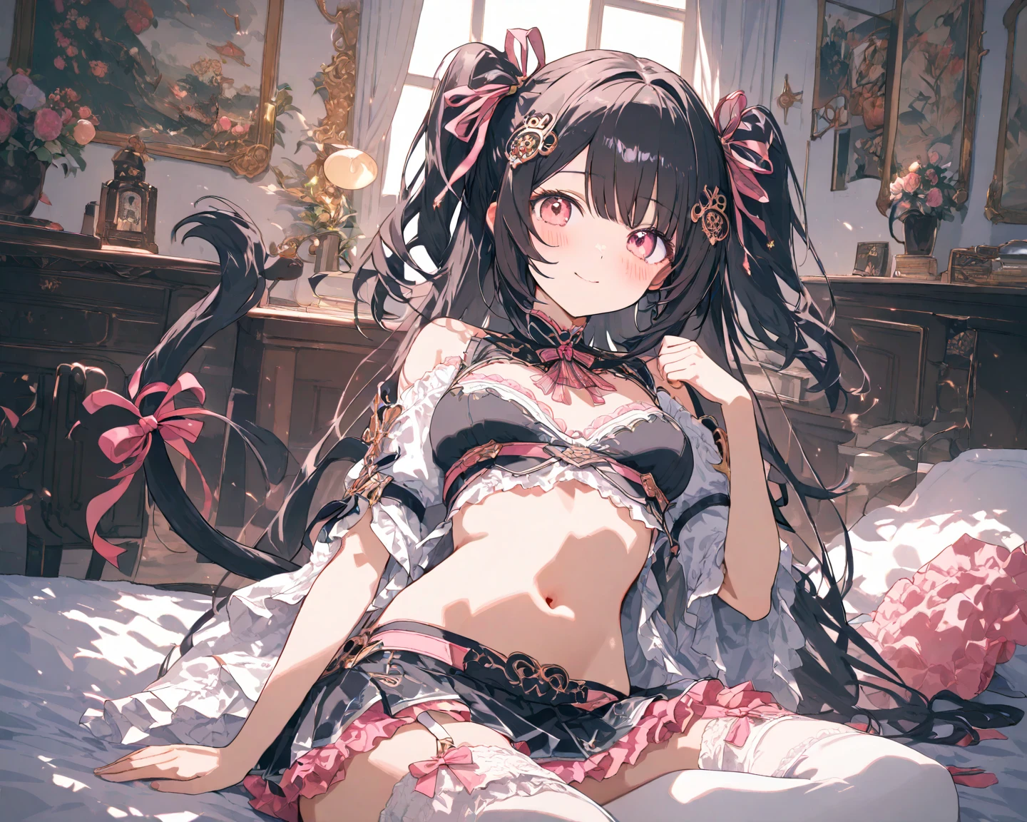 NSFW:1.2,Flip up your skirt,Show your underwear:2,Red Eyes,One piece clothes,Long skirt,Stains on underwear:3,Open your mouth,Ahegao,Sweat:3,Love juice:5,barefoot,Sticking out tongue,Melting Eyes,I can't wear a headband,??????;3