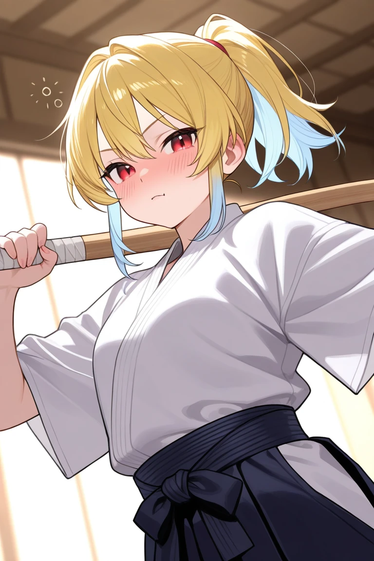 score_9, score_8_up, score_7_up, score_6_up, score_5_up, score_4_up, source_anime, 1girl,lora:jean1-000009:1>, jeanseabreeze, upper body, smile, blush, blonde hair, hair bun, blue eyes, hairpins, w-w-chain, shackles, raise arms, kimono, dungeon, best quality, best res, 4K UHD,
 