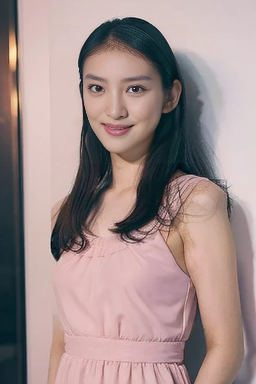 araffe woman in a pink dress sitting on a white couch, cute seductive smile, cindy avelino, 2 7 years old, ruan jia beautiful!, dilraba dilmurat, 2 8 years old, seductive smile, 2 9 years old, friendly seductive smile, with a seductive smile, joy ang, 2 3 years old, 2 2 years old