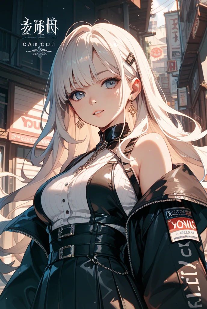 ((A young woman wears a sexy white dress:1.3, cable cardigan:1.3, close-up of chest:1.37, sexually seductive:1.3)), Mature woman with long hair and white dress, white military uniform, red ribbon, Knee-length boots, green eyes, White hair, green inside, full body, great details, beautiful anime illustrations, 26 years old, Take a break, ((milf:1.5, alone:1.5)), (NRF:1.25), (Sagging breasts, refuge chest, big , Thin waist, big ass:1.2), Increase sexiness, (Ultra high resolution, ภาพถ่าย RAW 8k, Realistic picture, Thin outline:1.3, Focus clearly, best quality, natural light, Textile shading, clear background, depth of field, (Bright pupils:1.2, Beautiful, detailed eyes with highlights.:1.3, Highly detailed eyes, Highly detailed face), red lips, Good realistic skin:1.1, look at the audience:1.3, (Dynamic angle:1.3, Focus Target:1.3, from below:1.4), (Many poses:0.0, sexy pose:1.3, นั่ง with opening legs shaped M:1.5), (charming, Smile sexy too.:1.4), The picture in the middle:0.2, (Wearing a long blue coat, translucent lace stockings), (((correct anatomy:1.5))), ((perfect hand:1.5, Ideal body proportions:1.37))